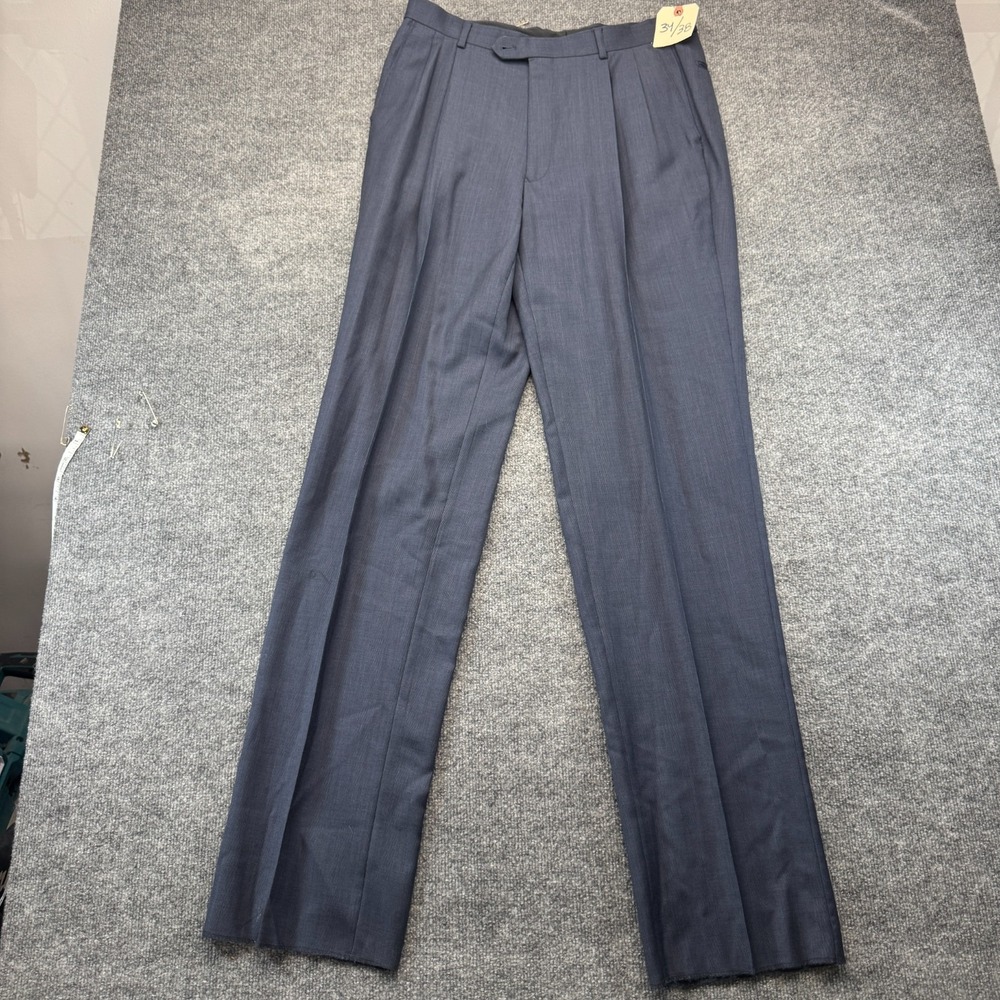 Giorgio Cosani Dress Pants Men 34x38 Blue Wool Pleated Professional Straight Leg